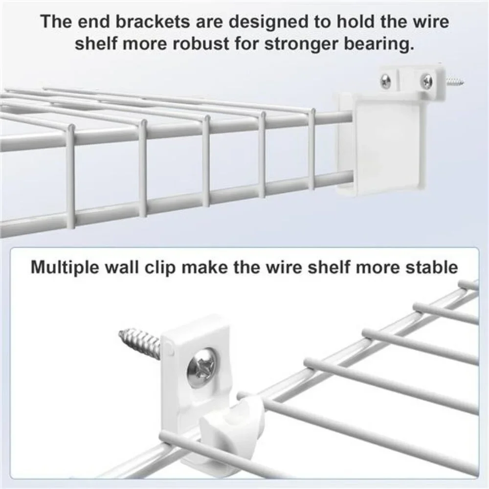 Wire Shelf Brackets 8 Pack 12 Inch Metal Closet Support with Clips and End Brack